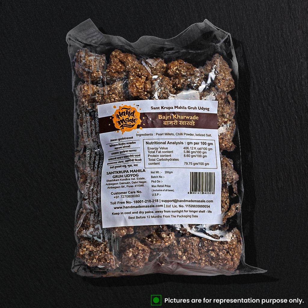 Handmade Masale Bajri Kharwade - Pearl Millets, Chilli Powder, Iodized Salt