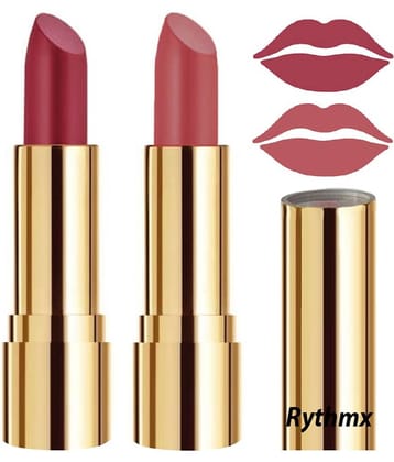 Rythmx Pink,Nude Matte Creme Lipstick Long Stay on Lips Multi Pack of 2 8 g
