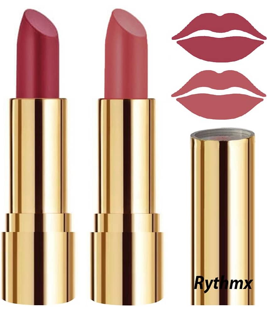 Rythmx Pink,Nude Matte Creme Lipstick Long Stay on Lips Multi Pack of 2 8 g