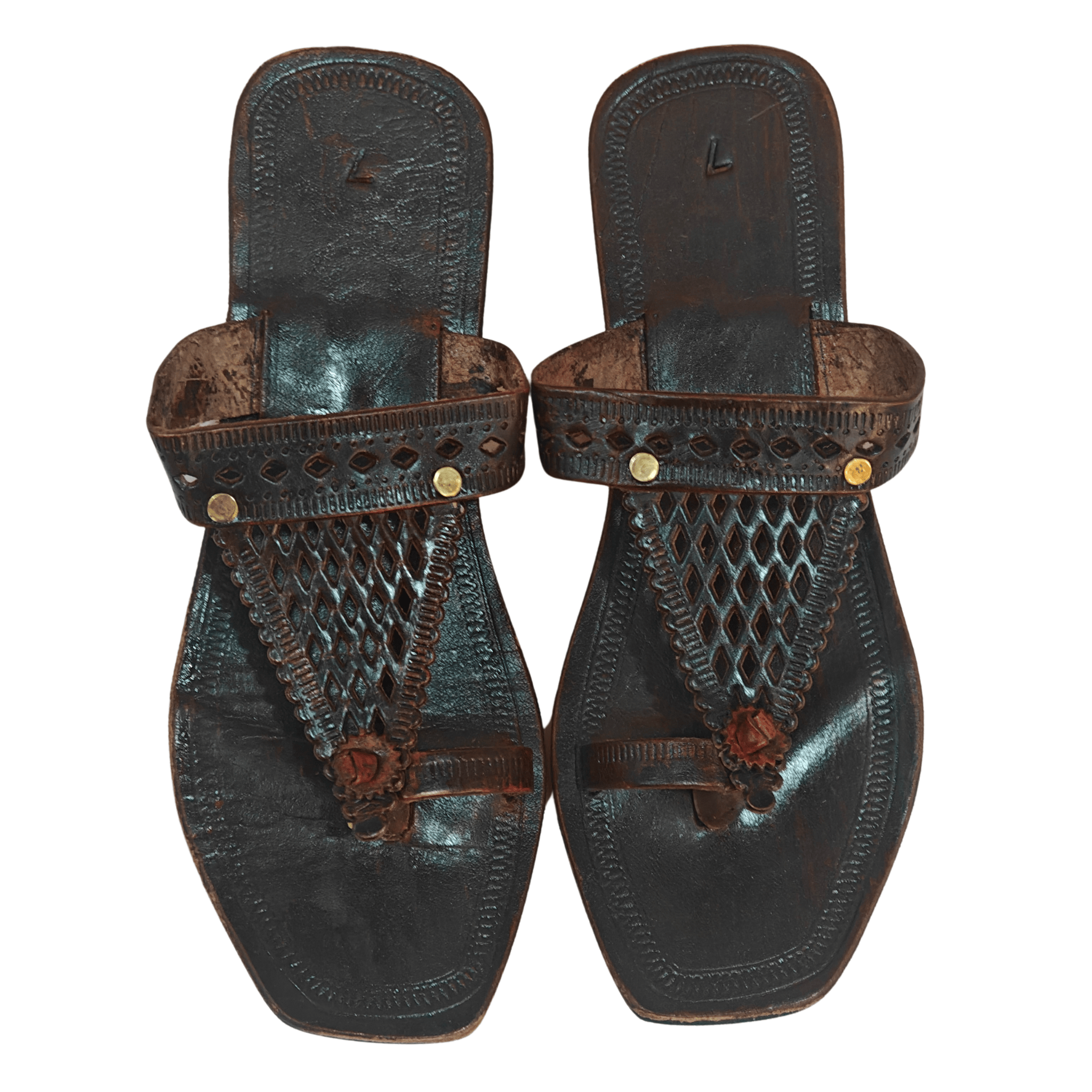 Genuine Leather Kolhapuri Chappal - Hill Jaripuda Black (Female)
