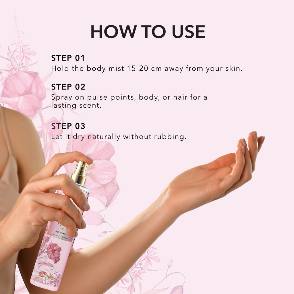 Fabessentials Twilight Flora Fine Fragrance Body Mist | Long-Lasting Floral Body Spray for Women | Fresh & Luxurious Scent | Infused with Aloe Vera | Daily body Perfume Mist | 150ml