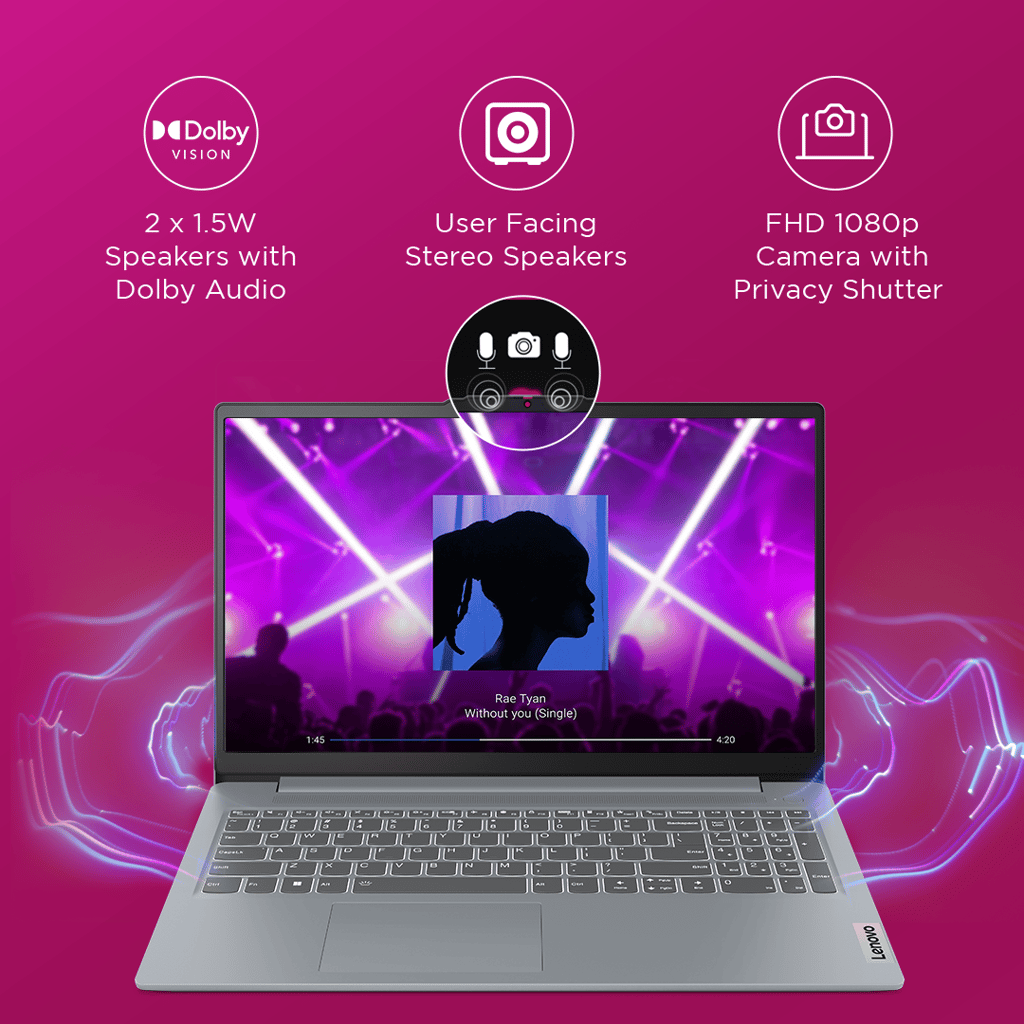 Lenovo Ideapad Slim 3 AMD Ryzen 5 7520U 15.6" (39.6Cm) FHD Thin and Light Laptop (16Gb/512GB SSD/Win 11/Office 2021/Backlit Keyboard/Alexa Built-in/3 Month Game Pass/Arctic Grey/1.62Kg), 82XQ008VIN