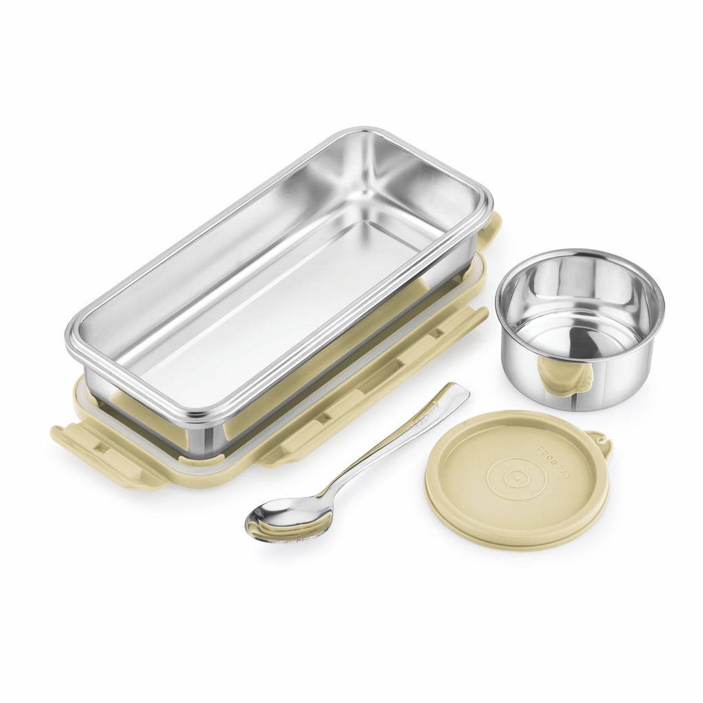 Good Day Passion Stainless Steel Lunch Box with Airtight Lid, 1 Piece, (600ml+150ml), Green