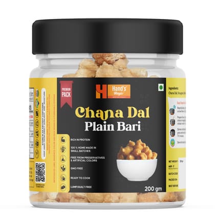 Hand’s Magic Chana Dal Plain Bari – Premium Pack | High Protein | Ready to Cook | 100% Homemade | No Preservatives | Natural & Healthy | 200g