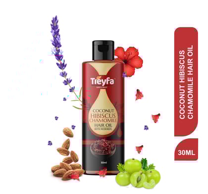 Treyfa Coconut Hibiscus chamomile hair oil for hair deep conditioning, hair nourishment and intense hair care (30ml)