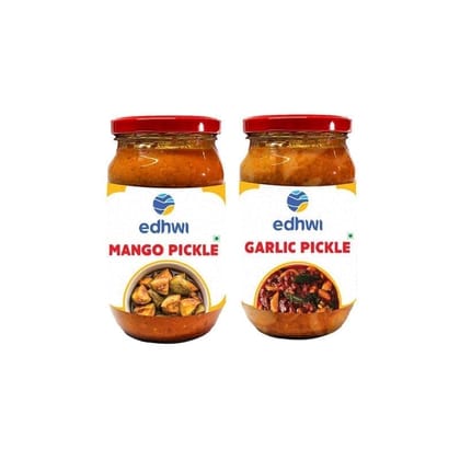 Edhwi Mango & Garlic Pickle Combo - 200g Each | Authentic Indian Flavors, Perfect for Rice, Roti & Snacks