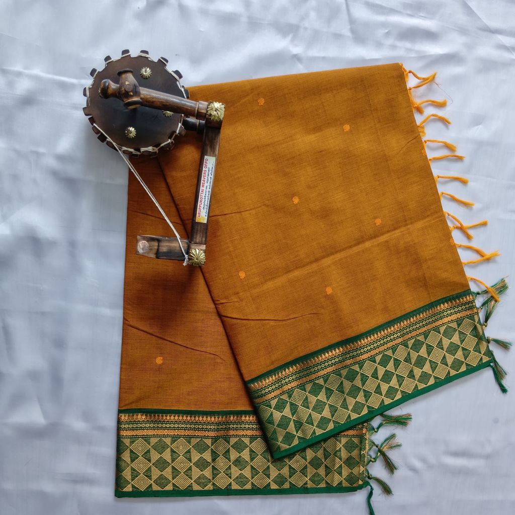 Gold color Pure Cotton Saree with Blouse
