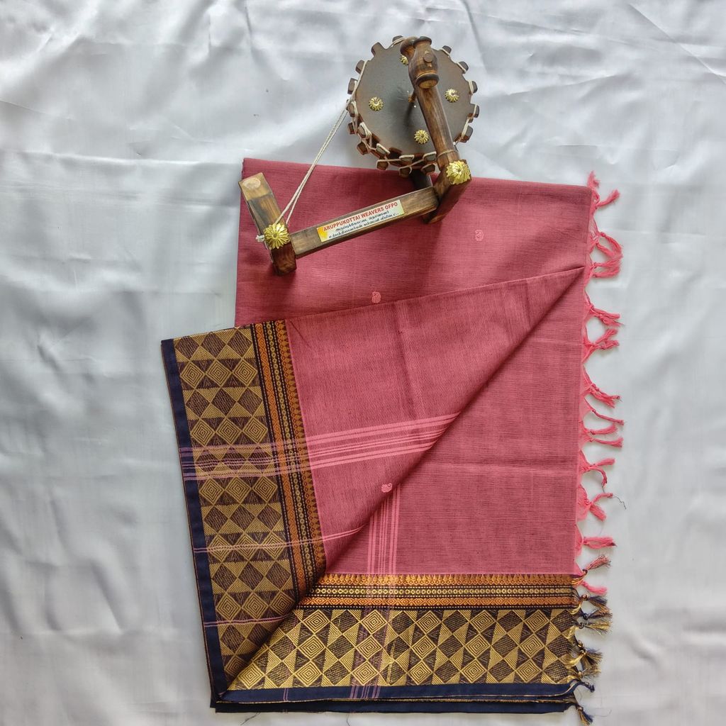 Pink color Pure Cotton Saree with Blouse