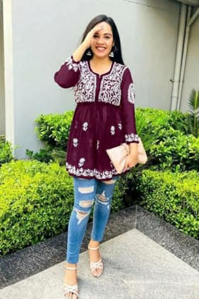 Stylish New Embroidery Tops-XXL-44