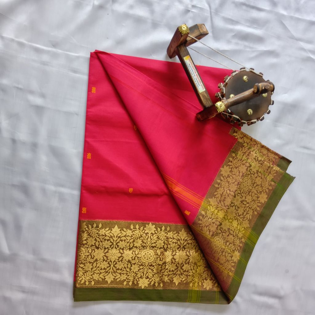 Pure Cotton Saree with Blouse Pink color