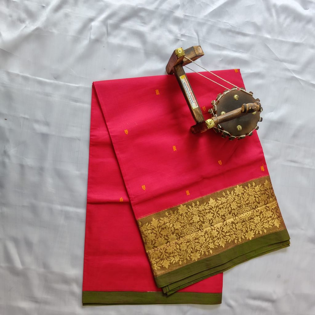 Pure Cotton Saree with Blouse Pink color