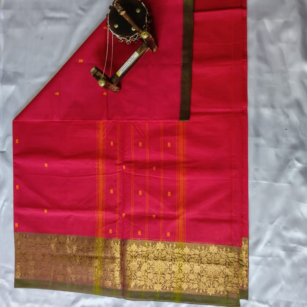 Pure Cotton Saree with Blouse Pink color