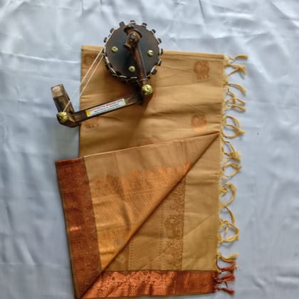 Pure Cotton Saree with Blouse Sandle color