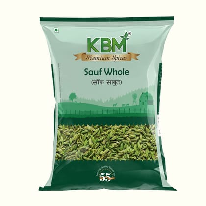 KBM Premium Spices Sauf/Fennel Whole, 100 gm Pouch