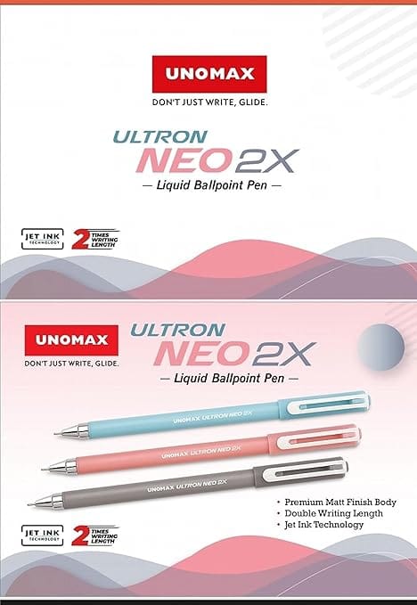 Unomox Ultron Neo 2X Liquid Ballpoint Pen pack of 25 Mixed Colour