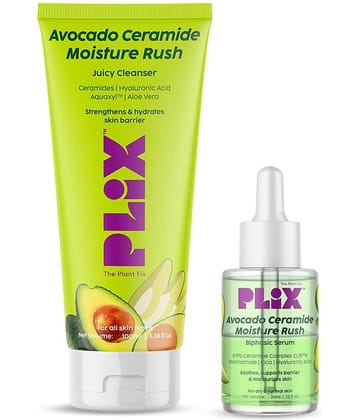 Plix Barrier Repair Regime with Avocado Ceramide Moisture Rush Serum & Cleanser(Pack of 2)