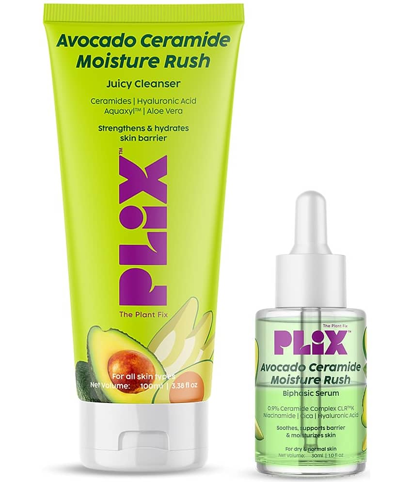 Plix Barrier Repair Regime with Avocado Ceramide Moisture Rush Serum & Cleanser(Pack of 2)
