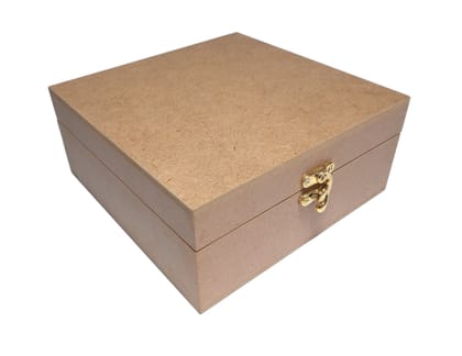 DEVESHA DIY Wooden Jewelry Box - 7 × 7 × 3 Inch | MDF Box for Art, Craft, Decoupage & Decoration | Handmade Wooden Jewelry Box with Lock