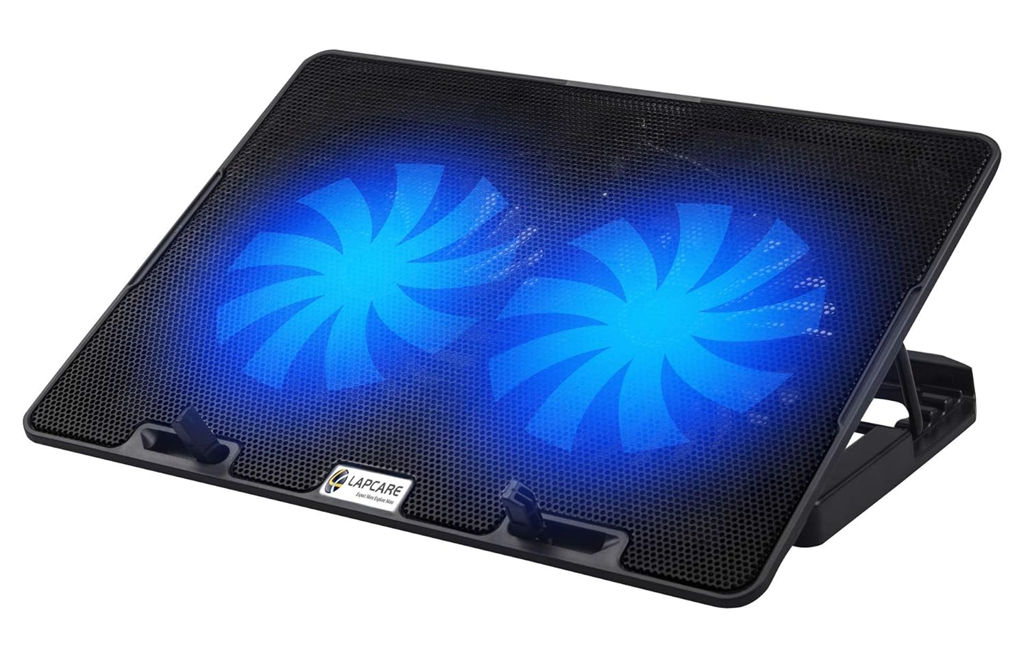 Laptop Cooling Pad, LAPCARE Chill Mat 2 with Dual 140mm Blue LED Cooling Fans, Height Adjustable and Ergonomic Design, USB Powered, Fits Upto 17.3 Inch Laptops