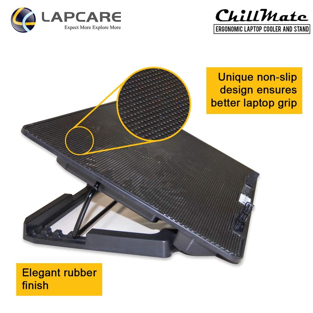 Laptop Cooling Pad, LAPCARE Chill Mat 2 with Dual 140mm Blue LED Cooling Fans, Height Adjustable and Ergonomic Design, USB Powered, Fits Upto 17.3 Inch Laptops