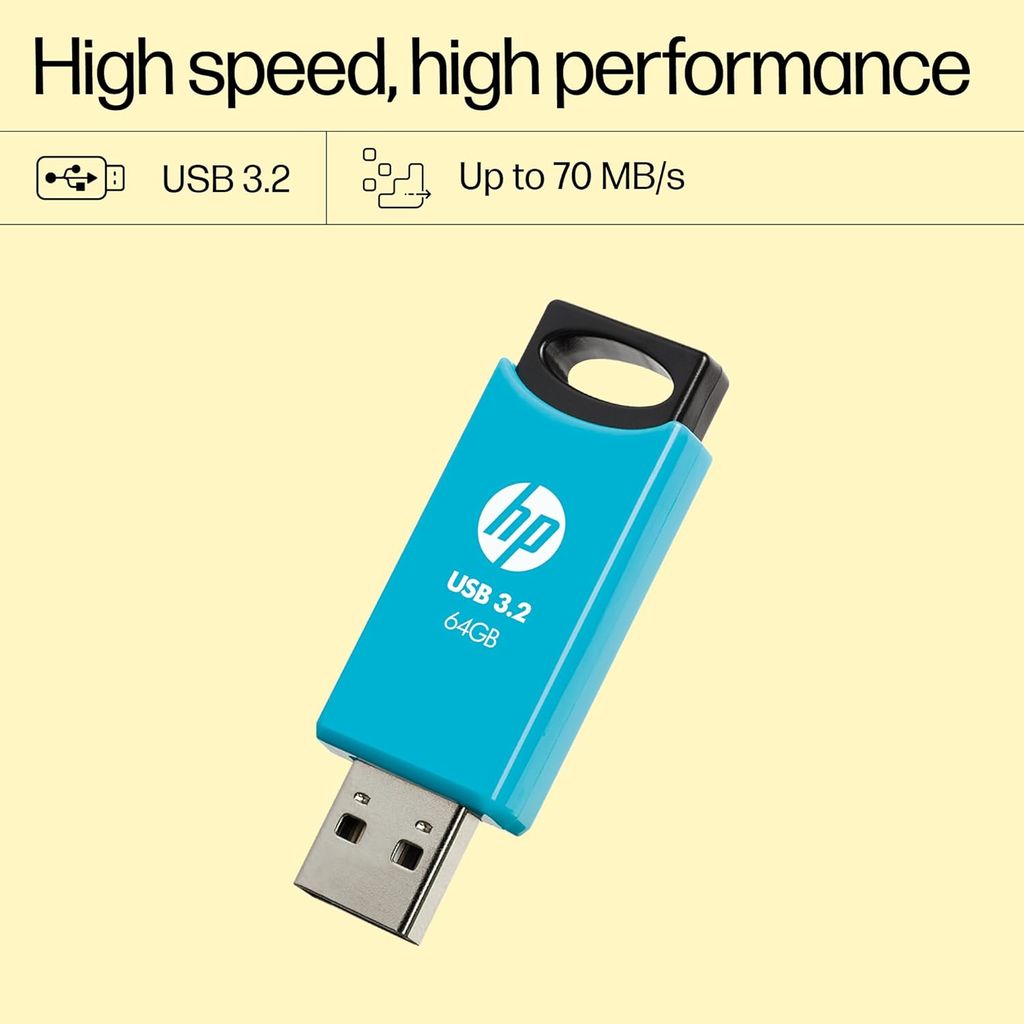 HP 64GB USB 3.2 Flash Drive - High Speed, High Performance, Up to 70MB/s
