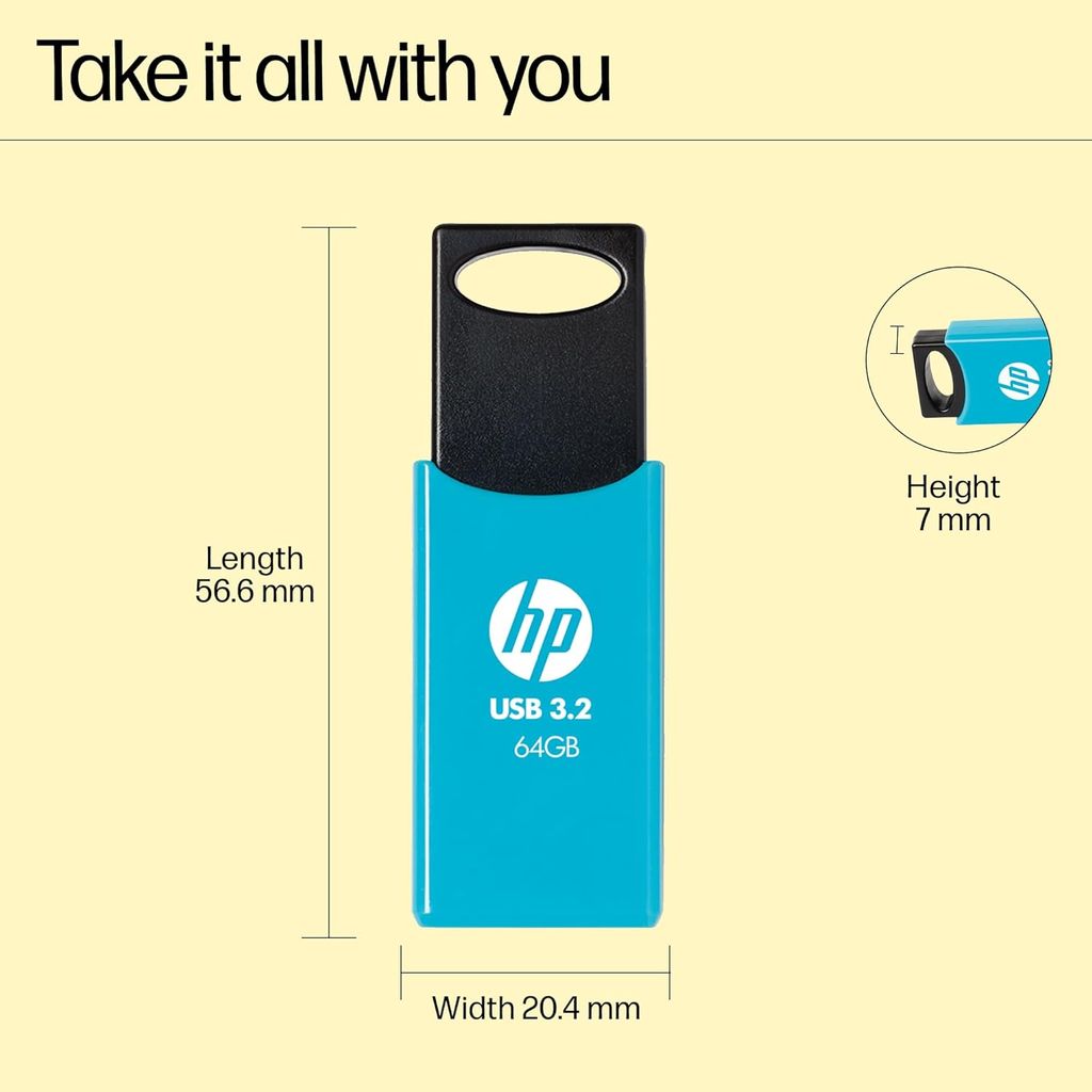 HP 64GB USB 3.2 Flash Drive - High Speed, High Performance, Up to 70MB/s