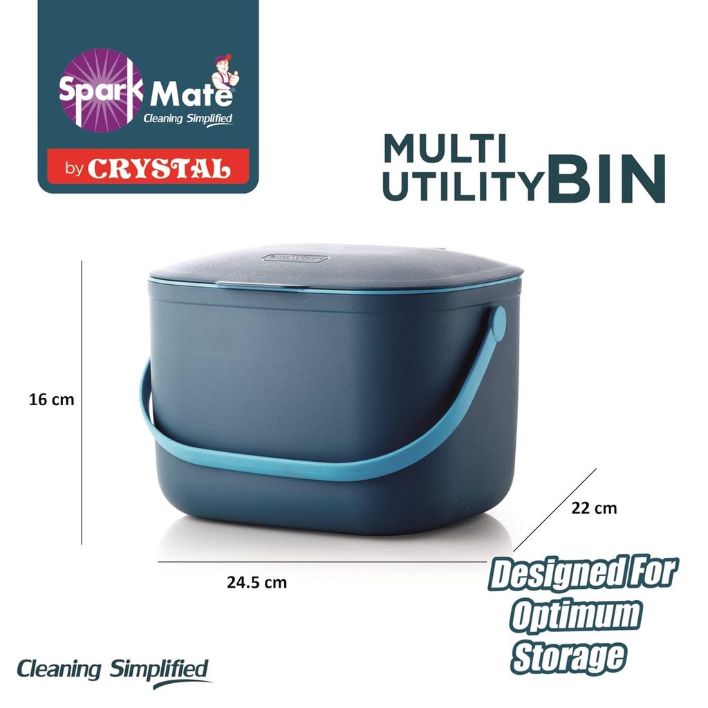 Sparkmate by Crystal Multiutility | Mini Desktop Trash Can| Office Desk | Bedroom | Waste Paper | Coffee Bar Tabletop