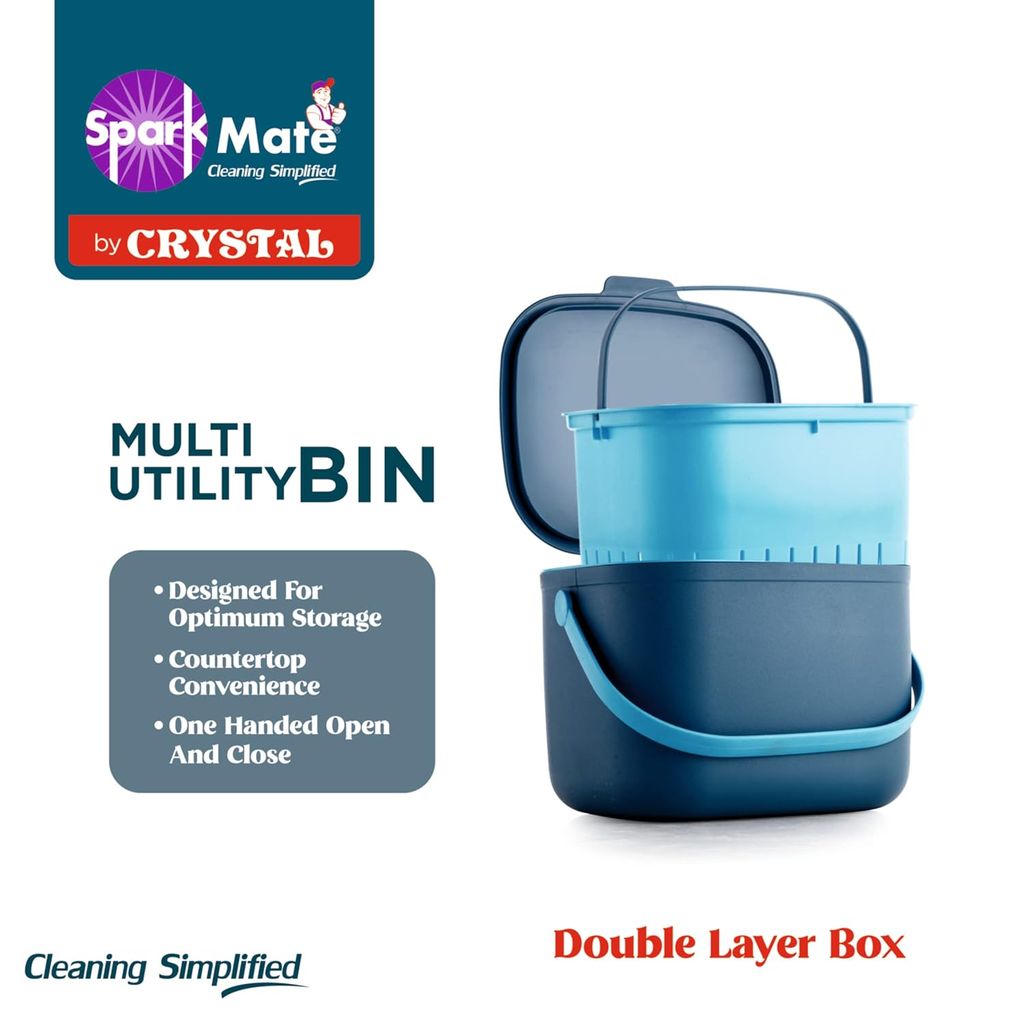 Sparkmate by Crystal Multiutility | Mini Desktop Trash Can| Office Desk | Bedroom | Waste Paper | Coffee Bar Tabletop