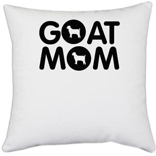 UDNAG White Polyester 'Mother | goat mom' Pillow Cover [16 Inch X 16 Inch]