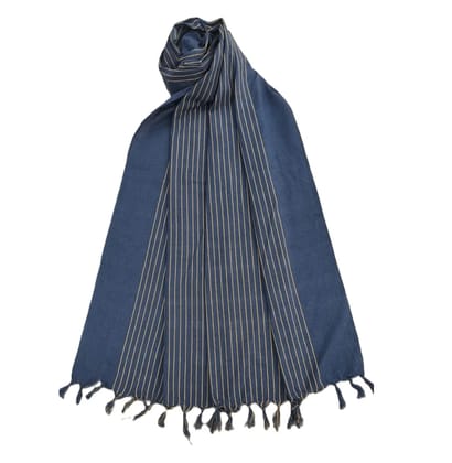 Dhaga Vishwas Ka Handloom Cotton Stole Blue Yellow