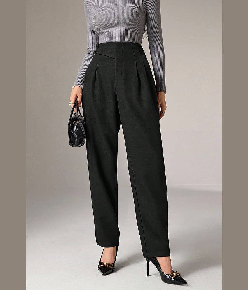 SAKHWALA Women Polyester Casual Trousers ( Black )