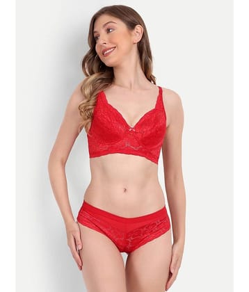 Aprozone Nylon Women's Bra & Panty Set ( Pink ) Lingerie Set