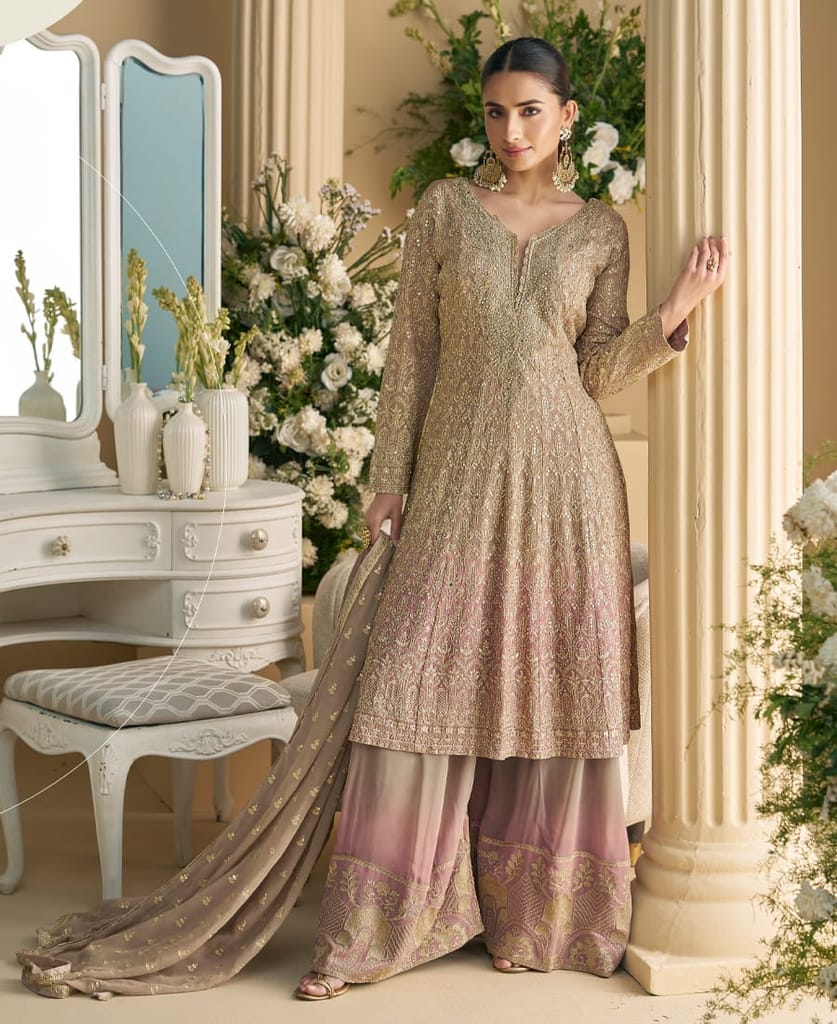 Designer Peplum Style Pink Georgette Suit Set for Women – Ethnic Wear