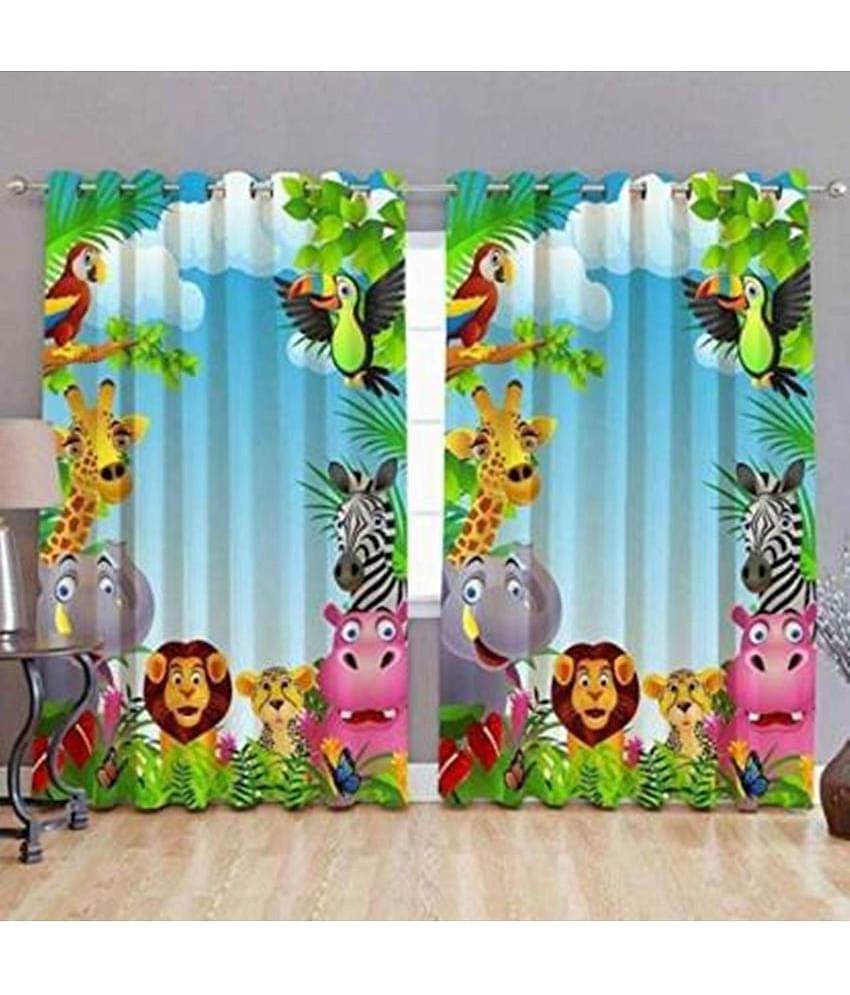 BELLA TRUE   Multicolor Pack of 2 Polyester Window Curtain (3 ft X 5 ft)