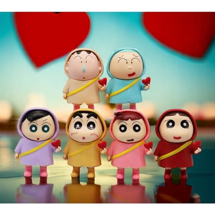 Cute Shinchan Raincoat Figures - Set Of 6 - 10 cm