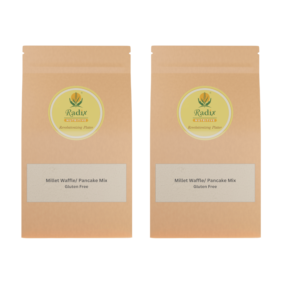Radix Nutritive® Gluten-free Millet Pan Cake and Waffle Mix. Pack of 2. Each of 325 gms. Veg