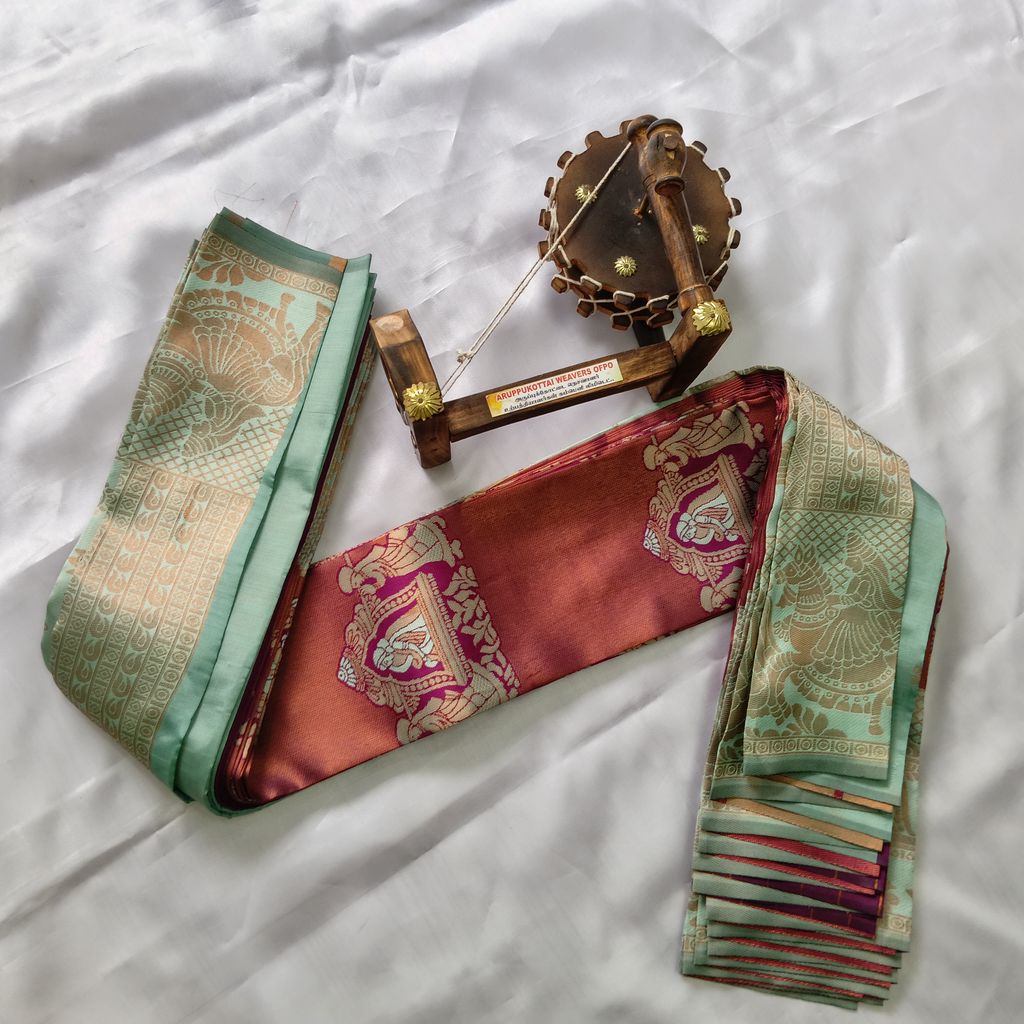 Kubera Silk Cottton Saree with Blouse Maron colour