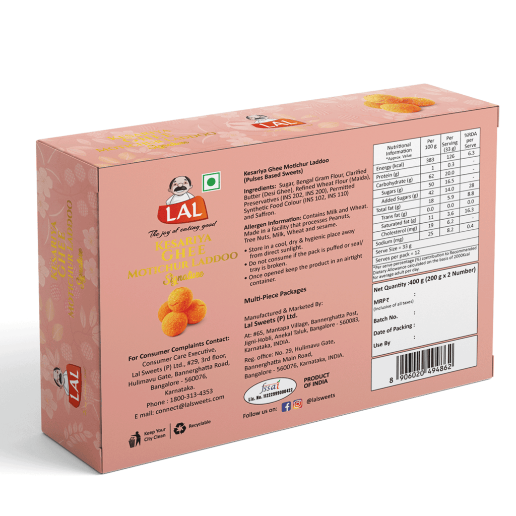 Lal Sweets Kesariya Motichur Laddoo -   400GM