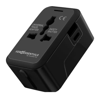 Aeroessentials JetConnect Universal Travel Adapter, 100-250V Input, 6A Max Output, USB-A and USB-C Ports