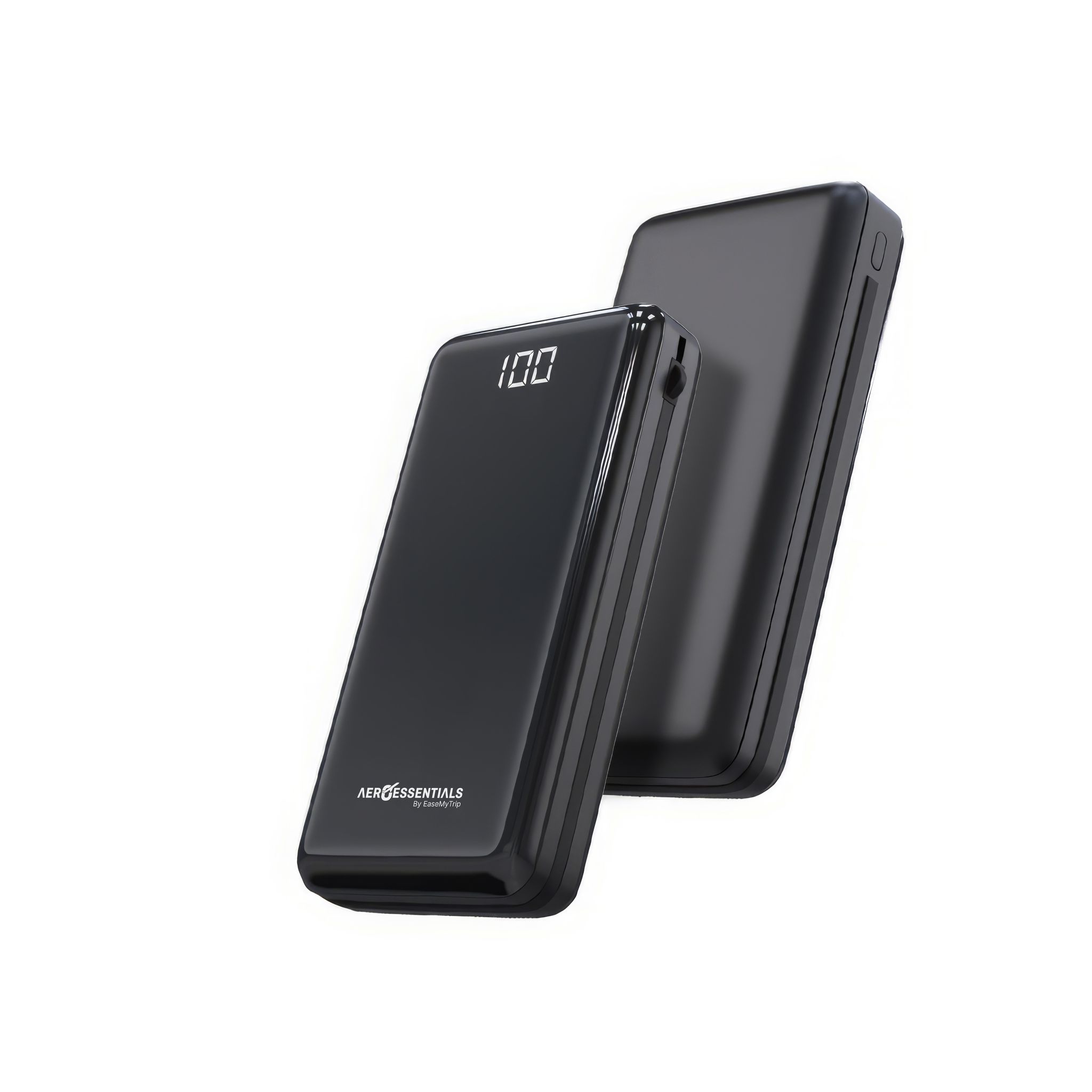 Aeroessentials Charge Mate DX06S Power Bank, 20000mAh, 3-in-1 Built-in Cable, Digital Display, Black