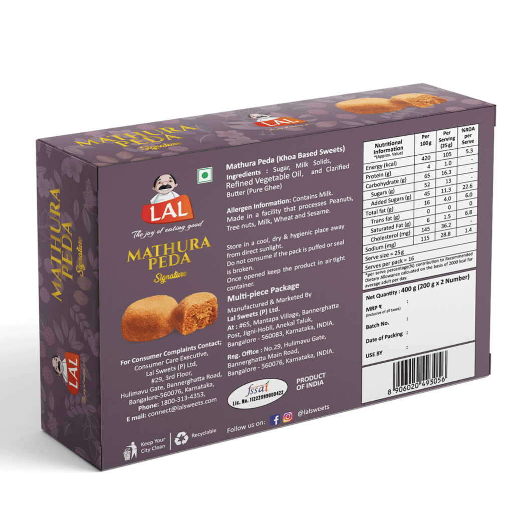 Lal Sweets Mathura Peda 400gms