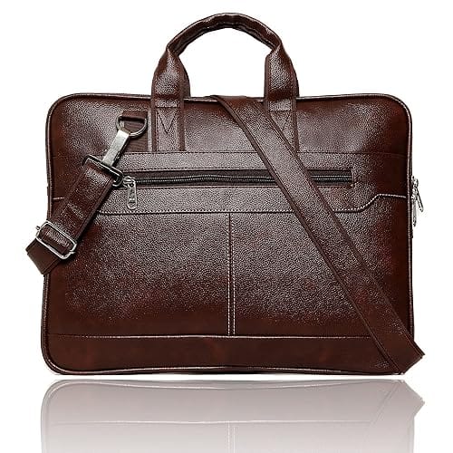 KAISHWA Brown Leather Messenger Bag for Men - 15.6 Inch Laptop Briefcase with Adjustable Shoulder Strap and Multiple Pockets