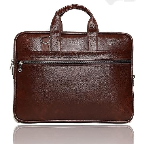 KAISHWA Brown Leather Messenger Bag for Men - 15.6 Inch Laptop Briefcase with Adjustable Shoulder Strap and Multiple Pockets