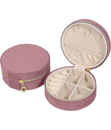 Jewellery Organiser PU Leather Zipper Portable Storage Box with Divider Container