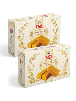 Lal Sweets Mysore Pak Premium 800g (Pack of 2) || Made with Cow Ghee || Healthy and Delicious Sweets Melts in Your Mouth || Traditional Taste of Mysuru