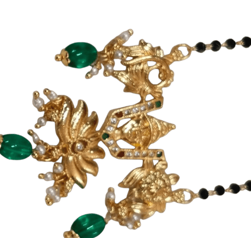  916 Gold Pendant Set with Emeralds and Pearls