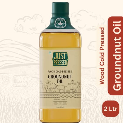 JustPressed Groundnut Wood Pressed Oil - |Premium Cold Pressed Groundnut Oil|Pure & Natural Multipurpose Oil| Edible Cold Pressed Oil| - 2 Litrs (Pack of 1)