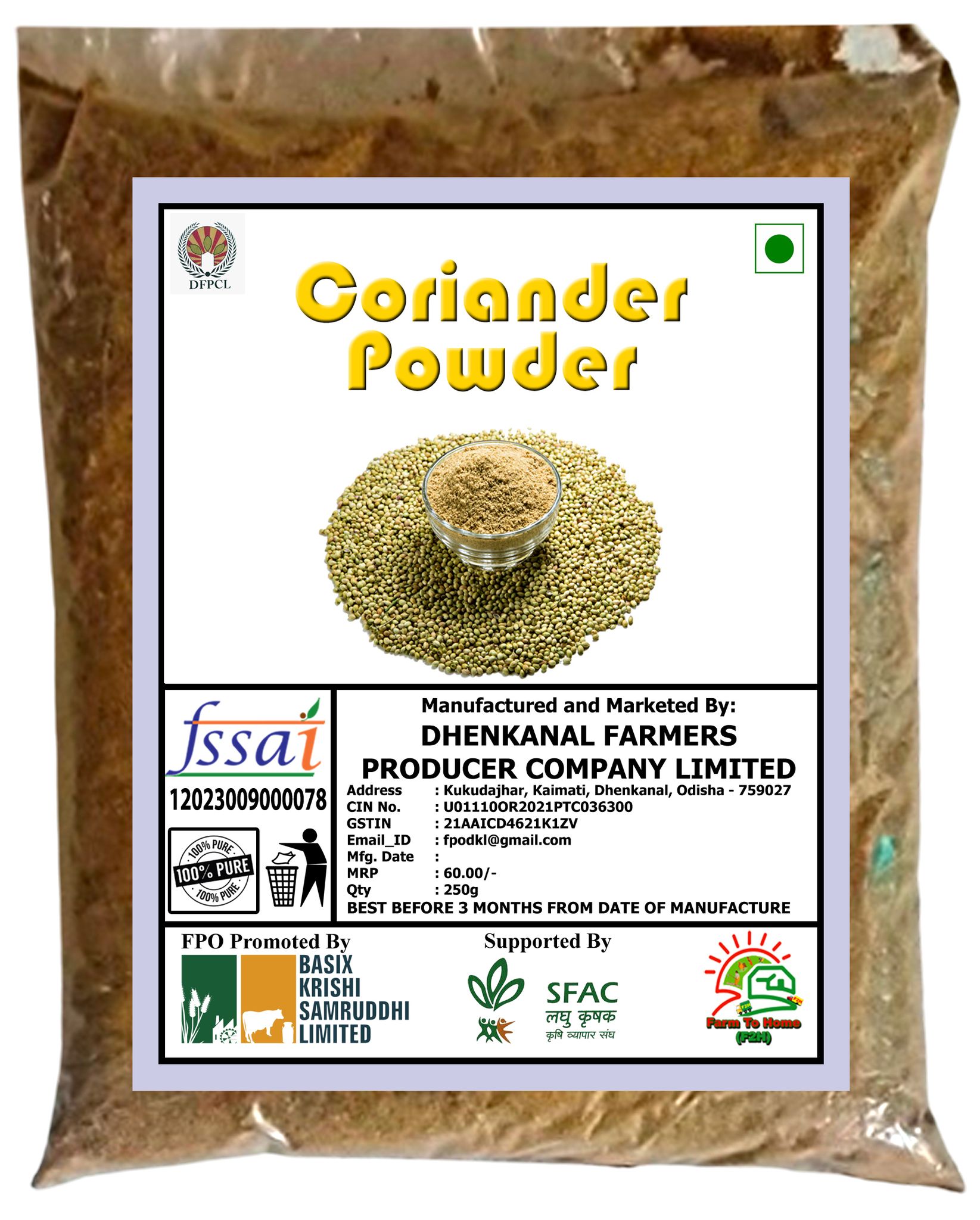 Coriander Powder - 250gm | 100% Pure and Natural