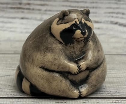 Ceramic Figurine Raccoon 2.36" Collectable Ceramic Sculpture One Of Kind Home & Garden Decor Gift for Her Real Artwork Vladimir Butcanov