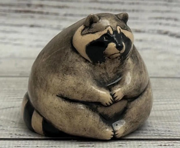 Ceramic Figurine Raccoon 2.36" Collectable Ceramic Sculpture One Of Kind Home & Garden Decor Gift for Her Real Artwork Vladimir Butcanov